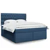 Image de Sommier À Lattes De Lit Avec Matelas Bleu 180x200 Cm Tissu Vidaxl