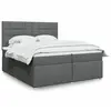 Image de Sommier À Lattes De Lit Avec Matelas Gris Foncé 200x200cm Tissu Vidaxl