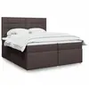 Image de Sommier À Lattes De Lit Avec Matelas Marron Foncé 200x200 Cm Vidaxl
