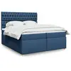 Image de Sommier    Lattes De Lit Avec Matelas Bleu 200x200 Cm Tissu Vidaxl