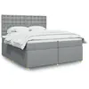 Image de Sommier À Lattes De Lit Avec Matelas Gris Clair 200x200cm Tissu Vidaxl