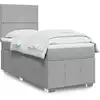 Image de Sommier À Lattes De Lit Avec Matelas Gris Clair 80x200 Cm Tissu Vidaxl