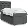 Image de Sommier À Lattes De Lit Avec Matelas Gris Foncé 80x200 Cm Tissu Vidaxl