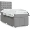 Image de Sommier À Lattes De Lit Avec Matelas Gris Clair 80x200 Cm Tissu Vidaxl