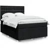 Image de Sommier À Lattes De Lit Avec Matelas Noir 140x190 Cm Tissu Vidaxl