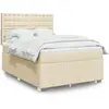 Image de Sommier À Lattes De Lit Avec Matelas Crème 140x200 Cm Tissu Vidaxl