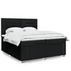 Image de Sommier À Lattes De Lit Avec Matelas Noir 200x200 Cm Tissu Vidaxl