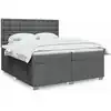 Image de Sommier À Lattes De Lit Avec Matelas Gris Foncé 200x200cm Tissu Vidaxl