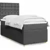 Image de Sommier À Lattes De Lit Avec Matelas Gris Foncé 80x200 Cm Tissu Vidaxl