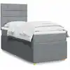 Image de Sommier À Lattes De Lit Avec Matelas Gris Clair 90x200 Cm Tissu Vidaxl