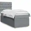 Image de Sommier À Lattes De Lit Avec Matelas Gris Clair 90x200 Cm Tissu Vidaxl