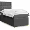 Image de Sommier À Lattes De Lit Avec Matelas Gris Foncé 90x200 Cm Tissu Vidaxl