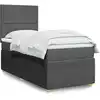 Image de Sommier À Lattes De Lit Avec Matelas Gris Foncé 100x200cm Tissu Vidaxl