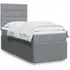 Image de Sommier À Lattes De Lit Avec Matelas Gris Clair 100x200cm Tissu Vidaxl