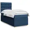 Image de Sommier À Lattes De Lit Avec Matelas Bleu 100x200 Cm Tissu Vidaxl