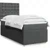 Image de Sommier À Lattes De Lit Avec Matelas Gris Foncé 100x200cm Tissu Vidaxl