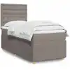 Image de Sommier À Lattes De Lit Avec Matelas Taupe 100x200 Cm Tissu Vidaxl