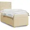 Image de Sommier À Lattes De Lit Avec Matelas Crème 100x200 Cm Tissu Vidaxl