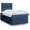 Image de Sommier À Lattes De Lit Avec Matelas Bleu 120x190 Cm Tissu Vidaxl