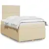 Image de Sommier À Lattes De Lit Avec Matelas Crème 120x200 Cm Tissu Vidaxl