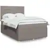 Image de Sommier À Lattes De Lit Avec Matelas Taupe 140x190 Cm Tissu Vidaxl