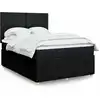 Image de Sommier À Lattes De Lit Avec Matelas Noir 140x200 Cm Tissu Vidaxl