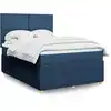 Image de Sommier À Lattes De Lit Avec Matelas Bleu 140x200 Cm Tissu Vidaxl