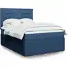 Image de Sommier À Lattes De Lit Avec Matelas Bleu 140x200 Cm Tissu Vidaxl