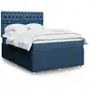Image de Sommier À Lattes De Lit Avec Matelas Bleu 140x200 Cm Tissu Vidaxl