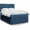 Image de Sommier À Lattes De Lit Avec Matelas Bleu 140x200 Cm Tissu Vidaxl