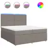 Image de Sommier À Lattes De Lit Avec Matelas Taupe 200x200 Cm Tissu Vidaxl