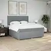 Image de Sommier    Lattes De Lit Avec Matelas Gris Clair 200x200cm Tissu Vidaxl
