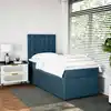 Image de Sommier À Lattes De Lit Avec Matelas Bleu 80x200 Cm Velours Vidaxl