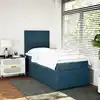 Image de Sommier À Lattes De Lit Avec Matelas Bleu 90x190 Cm Velours Vidaxl