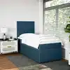 Image de Sommier À Lattes De Lit Avec Matelas Bleu 90x190 Cm Velours Vidaxl