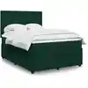 Image de Sommier À Lattes De Lit Et Matelas Vert Foncé 140x190cm Velours Vidaxl