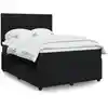 Image de Sommier À Lattes De Lit Avec Matelas Noir 140x190 Cm Velours Vidaxl