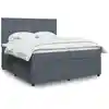 Image de Sommier À Lattes De Lit Et Matelas Gris Foncé 200x200cm Velours Vidaxl