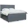 Image de Sommier À Lattes De Lit Et Matelas Gris Foncé 200x200cm Velours Vidaxl