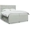 Image de Sommier À Lattes De Lit Et Matelas Gris Clair 200x200cm Velours Vidaxl
