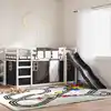 Image de Lit Superposé Sans Matelas Avec Toboggan Blanc Noir 90x200 Cm Vidaxl