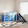 Image de Lit Superposé Sans Matelas Avec Toboggan Et Rideaux 90x200 Cm Vidaxl