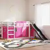 Image de Lit Superposé Sans Matelas Avec Toboggan Et Rideaux 90x200 Cm Vidaxl