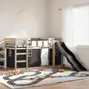 Image de Lit Superposé Sans Matelas Avec Toboggan Blanc Noir 80x200 Cm Vidaxl