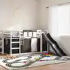 Image de Lit Superposé Sans Matelas Avec Toboggan Blanc Noir 90x190 Cm Vidaxl