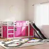 Image de Lit Superposé Sans Matelas Avec Toboggan Et Rideaux 90x190 Cm Vidaxl