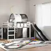 Image de Lit Superposé Sans Matelas Avec Toboggan Blanc Noir 90x200 Cm Vidaxl