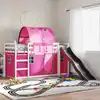 Image de Lit Superposé Sans Matelas Avec Toboggan Et Rideaux 90x200 Cm Vidaxl