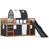 Image de Lit Superposé Sans Matelas Avec Toboggan Blanc Noir 90x200 Cm Vidaxl