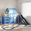Image de Lit Superposé Sans Matelas Avec Toboggan Et Rideaux 80x200 Cm Vidaxl